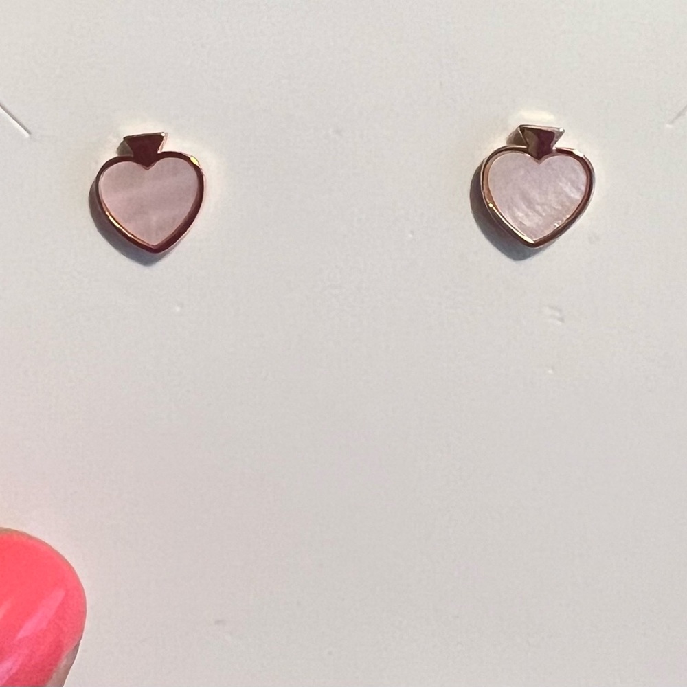 Kate Spade - signature spade studs. Gold/pink